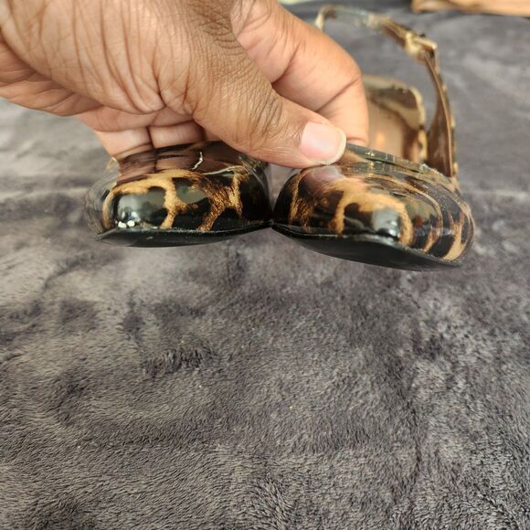 Nine West Shoes 8M Cheetah Brown Black Slingback Leopard Stiletto Heels - Picture 4 of 7